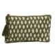 Green Beaded Cotton Clutch Hand Bag For Women 